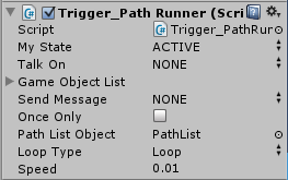 Path Runner Inspector options